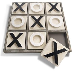 JEVERGN Large Wooden Tic Tac Toe Game Washed Brown Coffee Table Game NWT